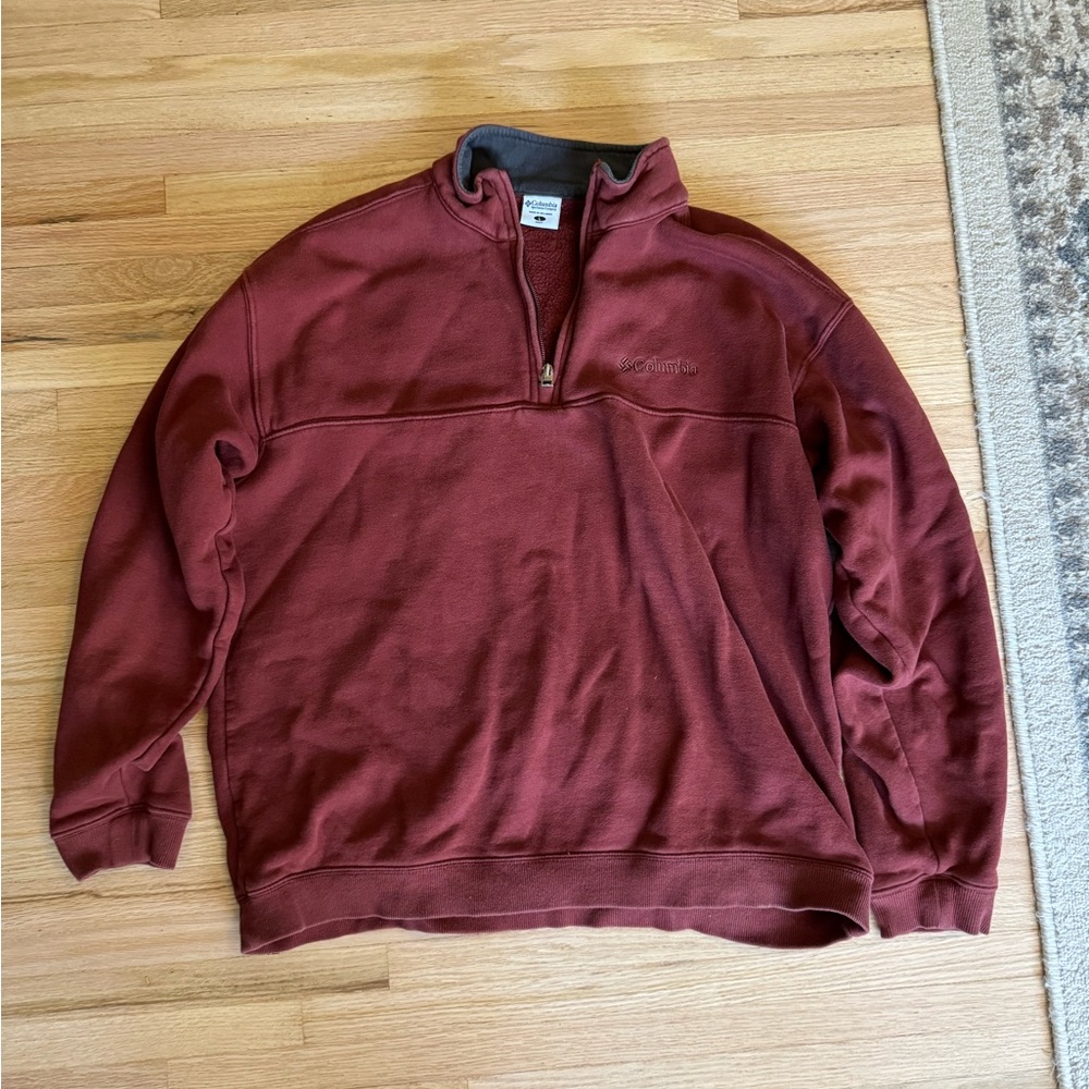 Columbia Red Zip Up Sweater Soft Casual Fabric